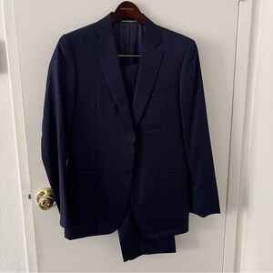 Canali Italian 100% Wool Navy Blue Suit EU 52R